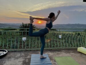 doing yoga at our sunset view point