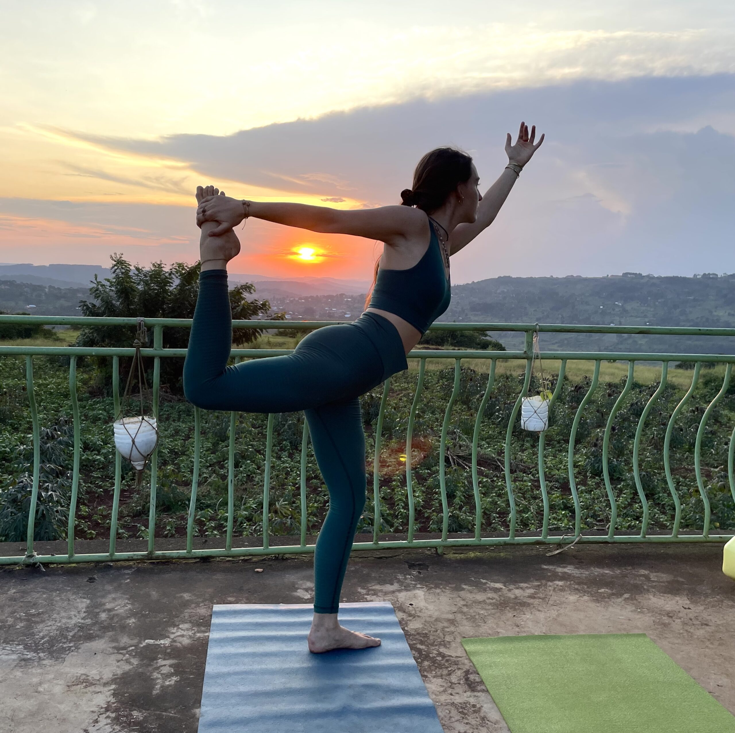 doing yoga at our sunset viewpoint